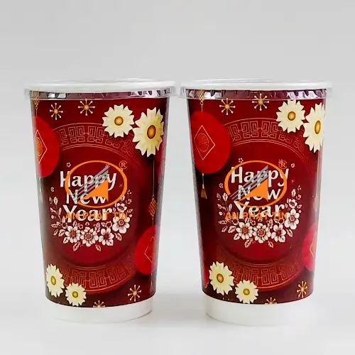 Ly Giấy 18oz 2 lớp Happy New Year Đỏ